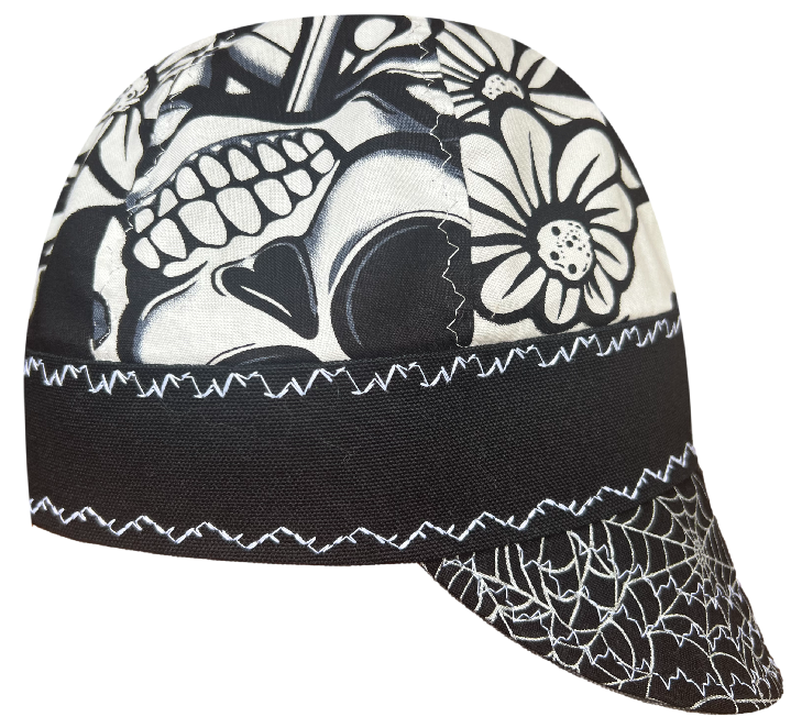Graffiti Black & White Hybrid Welders Cap Sizes 6 7/8-7 1/4