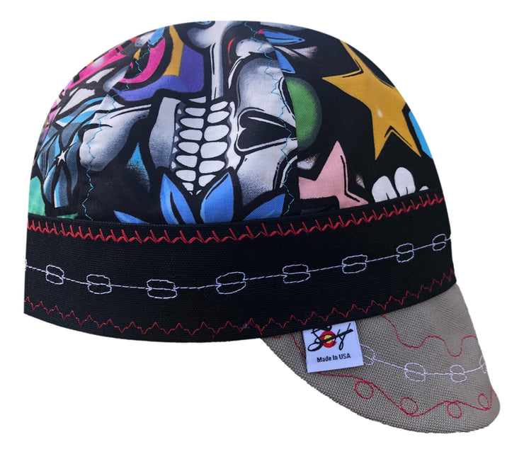 Skull Graffiti Print Size 7 1/4 Limited edition Hybrid Welders Cap
