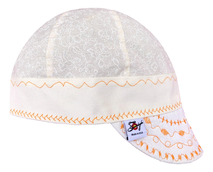 White/Orange Tone on Tone Size 7 Hybrid Welders Cap