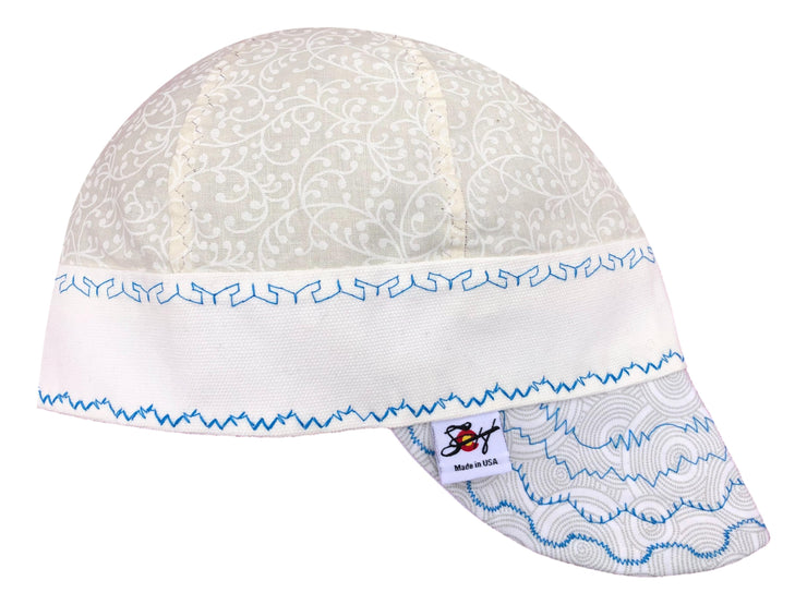 White/Blue Tone on Tone Size 7 Hybrid Welders Cap
