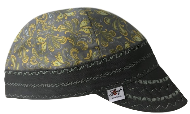 Grey & Yellow Unique Paisley Hybrid Welders Cap
